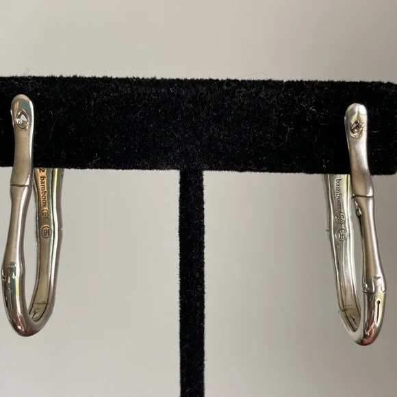 John Hardy Authentic Sterling Silver and Black Sapphire Earrings - Picture 6 of 12